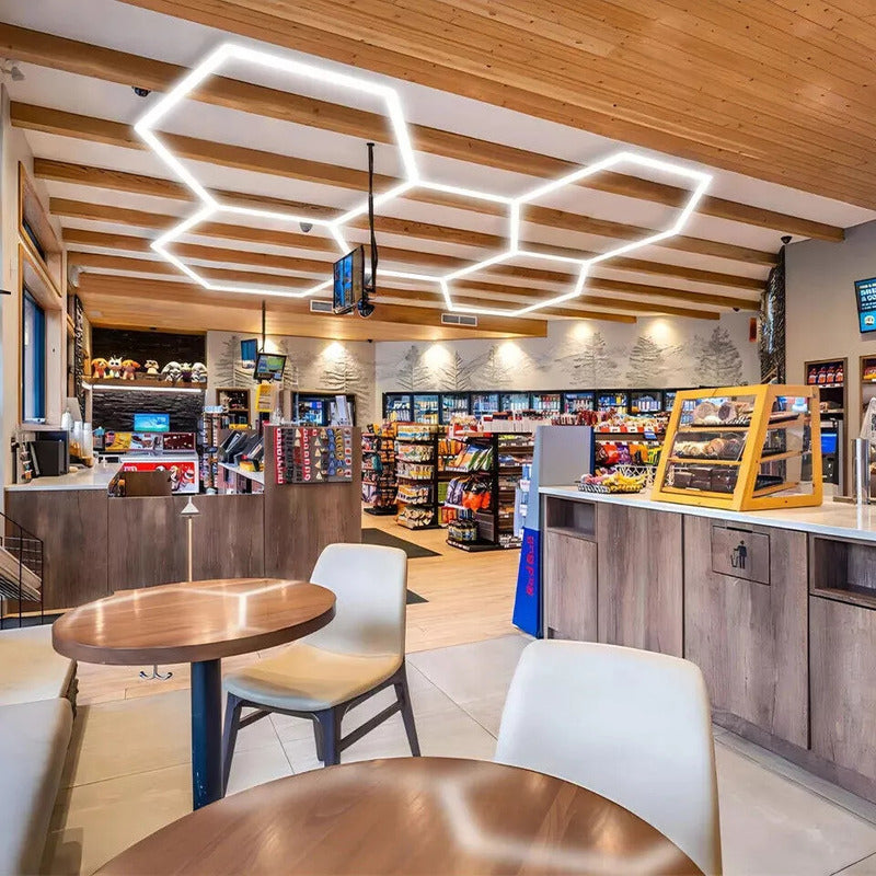 Lámpara Led Hexagonal 6500k Blanco Frío Talleres Restaurante