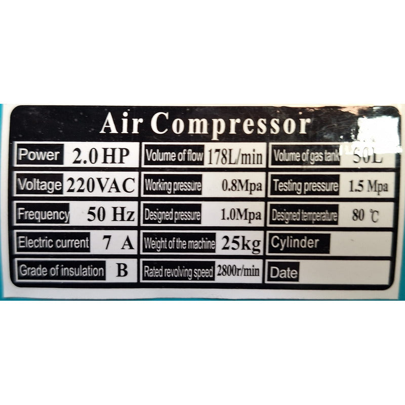 Compresor De Aire 50 Litros Con Acople Y Ruedas Turquesa 50 Monofásica