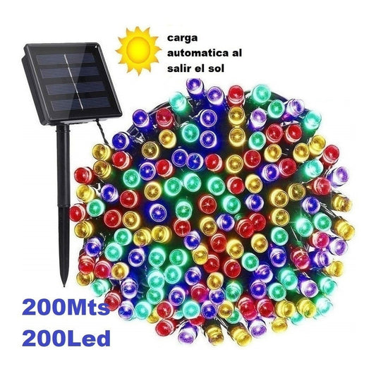 Lucen De Navidad Guirnalda 200 Led 20 Mts Solar Enterior E I