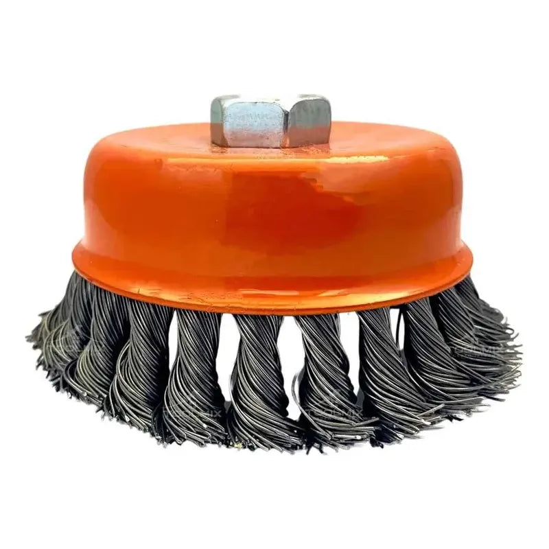 Pack X5 Grata 4puLG Copa Chascón Trenzado 100mm Para Esmeril Amarillo