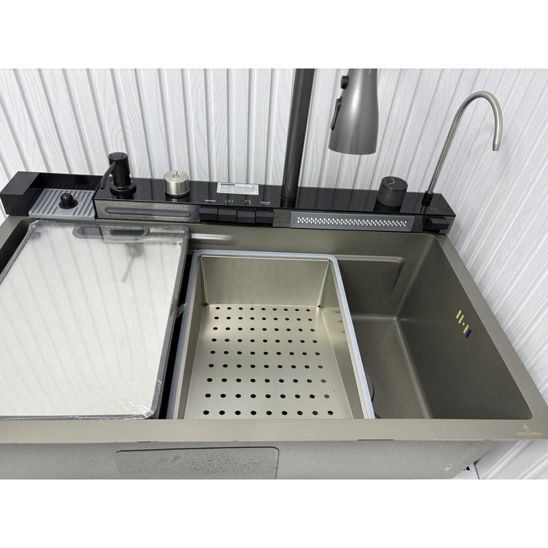 Lavaplatos Fregadero Digital 7 Modos Acero Inoxidable Cocina Plateado