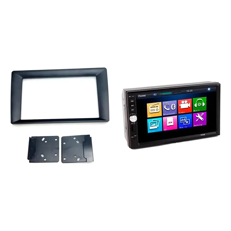 Kit Auto: Bisel Adaptador Universal 9 A 7 Pulgadas 2 Din Negro + Radio 2 Din Mirror Link Mp5 Negro