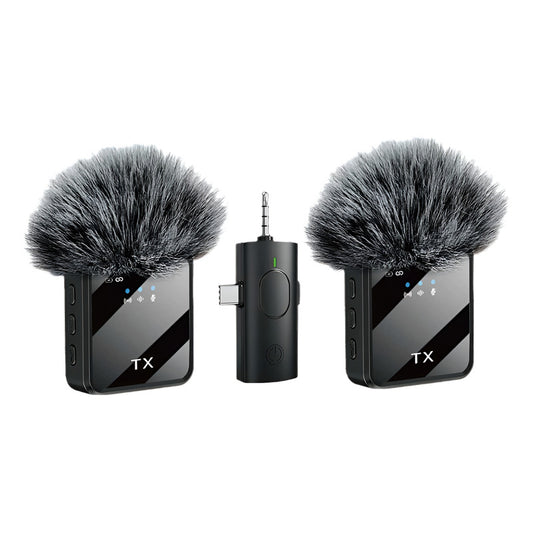 Pack 2 Microfonos Inalambrico Dual Para iPhone Y Android Negro