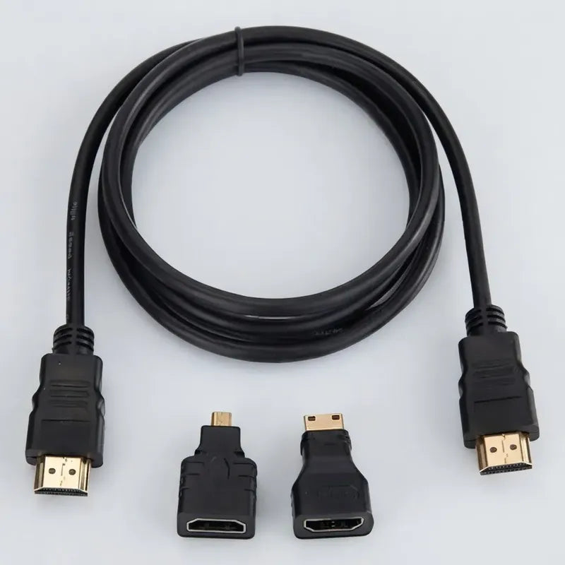 Cable Hdtv 3 En 1, Hdmi Con Adaptadores Mini Hd Y Micro Hd