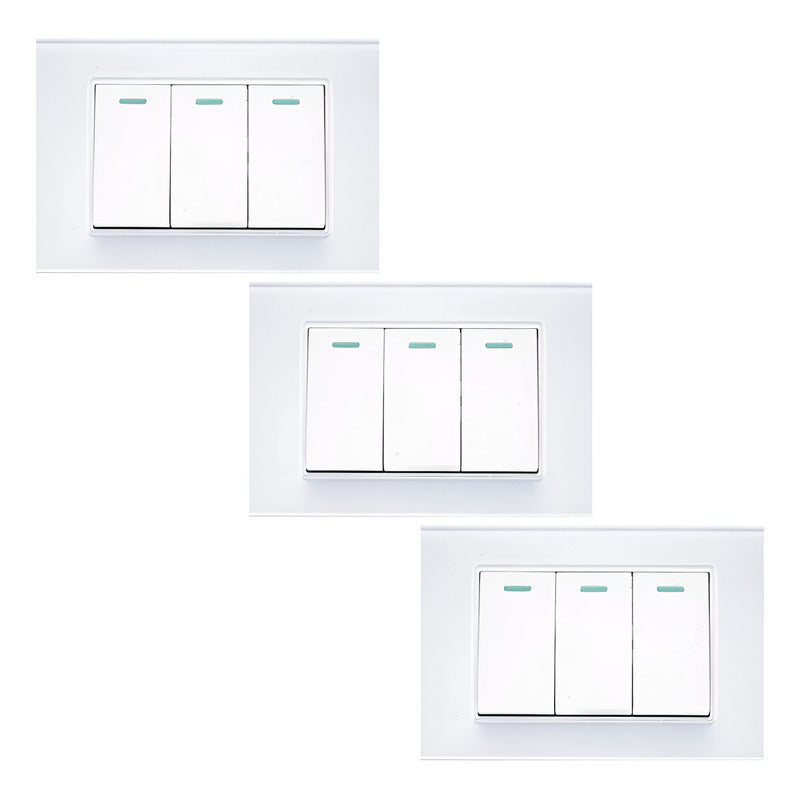 Pack X3 Interruptor Triple On/off 10a 250v Hogar Oficina 10 A 250v Blanco