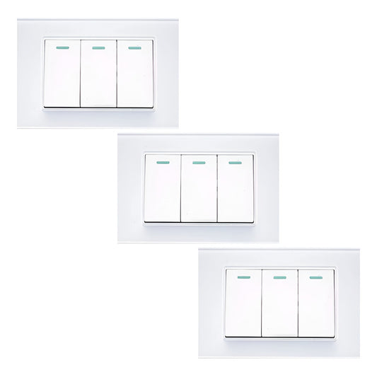 Pack X3 Interruptor Triple On/off 10a 250v Hogar Oficina 10 A 250v Blanco