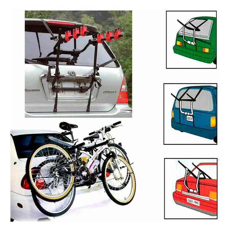 Porta Bicicleta Con Capacidad Para 3 Bicicletas Soporte Auto Negro