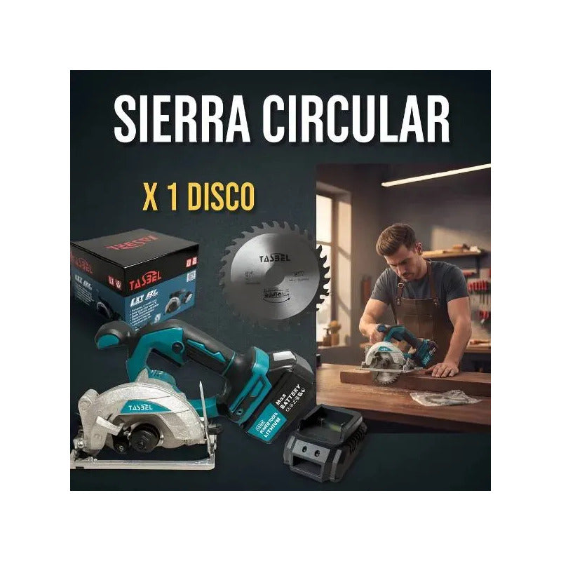 Sierra Circular Inalámbrica + 2 Baterías Color Azul Petróleo Frecuencia 50