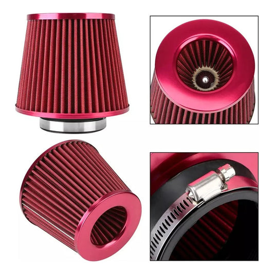 Filtro De Aire Cónico Universal  Alto Flujo Para Autos 76mm