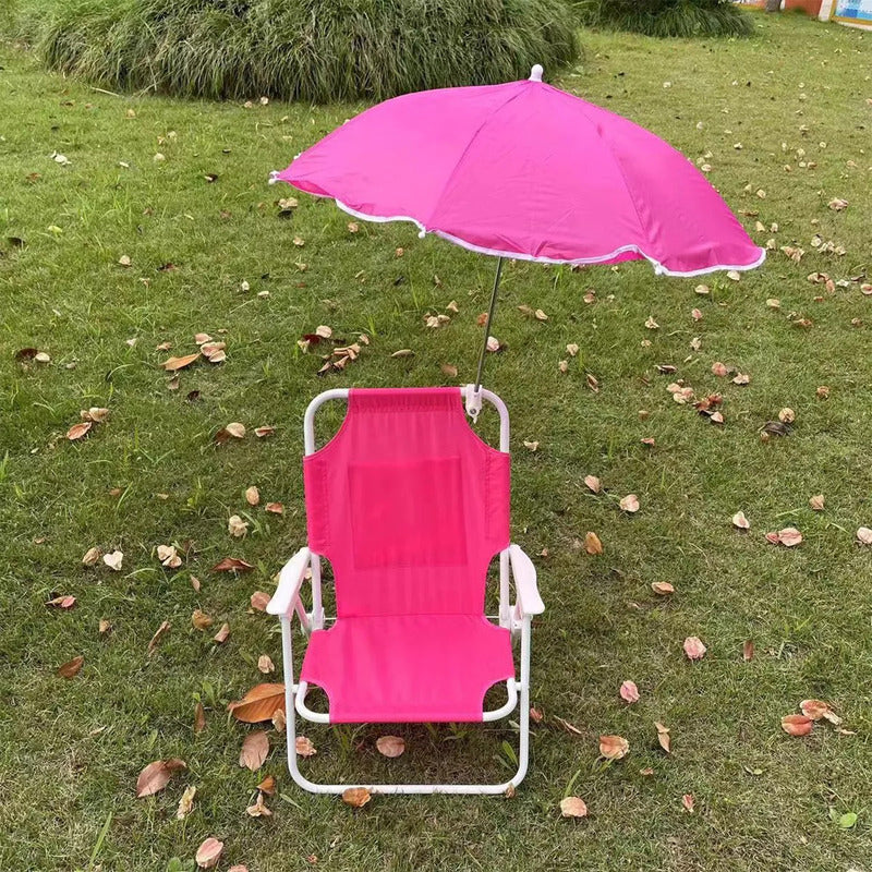 Silla Plegable Camping Animales Niños, Con Sombrilla
