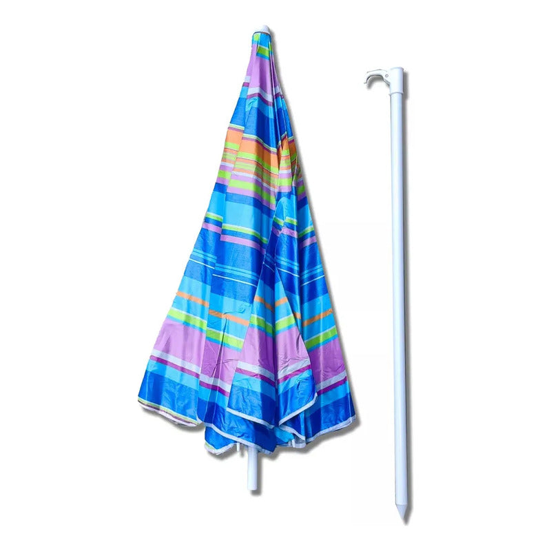 Pack 2 Sillas De Camping Plegable + 1 Quitasol Playa Verano Variado