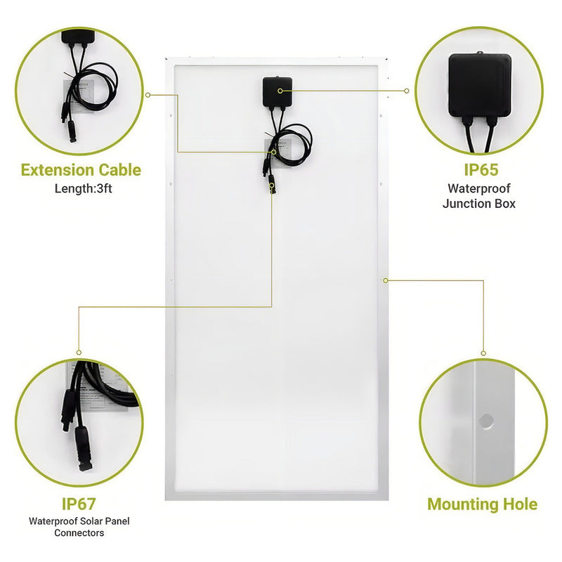Panel Solar Monocristalino Qp Panelsolar 200w Negro - Potencia Máxima De 200w
