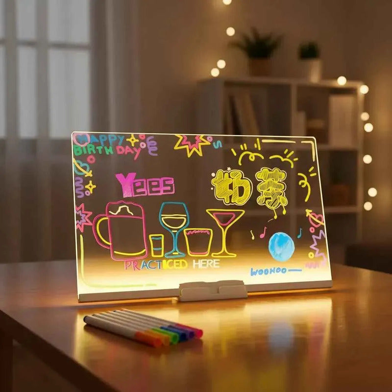 Pizarra Mágica Led Transparente 30x40 Con Soporte Y Plumones Agua