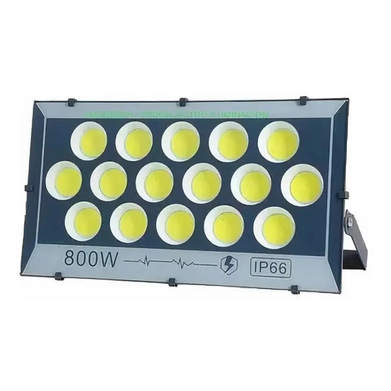 Foco Proyector 800w Reflector Canchas Cultivo Industrial Negro Blanco Frío