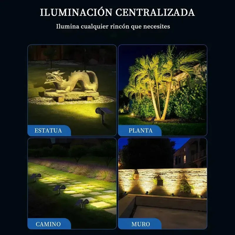 X3 Foco Solar Cesped Luz Estaca Aire Libre Jardin Foco Led Negro