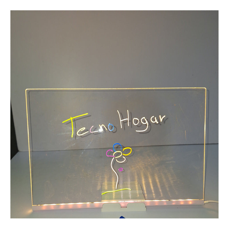 Pizarra Acrílica Luz Led Usb De Borrado En Seco Con Soporte