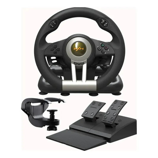 Volante Para Juegos 3 Por 1 Timon Palanca Pedales Pxn V3 Pro Negro