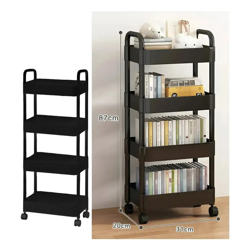 Estante Carrito Organizador Multiuso 4 Niveles Cocina Baño Negro