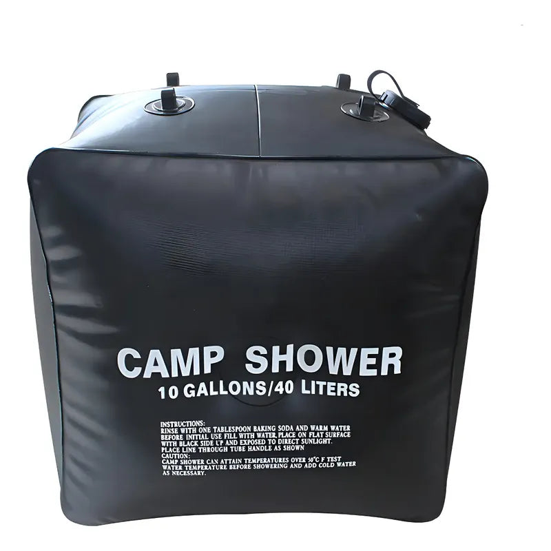 Kit Camping: Luz Emergencia Solar Blanco Frío + Ducha Solar 40l Negro