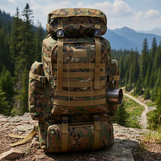 Mochila Táctica 70litros Militar Camping Viaje Tour Outdoor Verde Camuflado