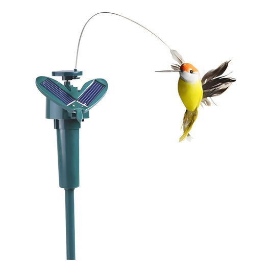 Colibri Picaflor Volador Estaca Jardin Solar Decorativo Amarillo