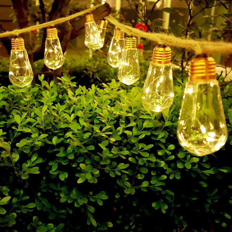 Guirnalda Cuerda De Cáñamo 8 Mts Solar Luz Led Calida Decora Amarillo