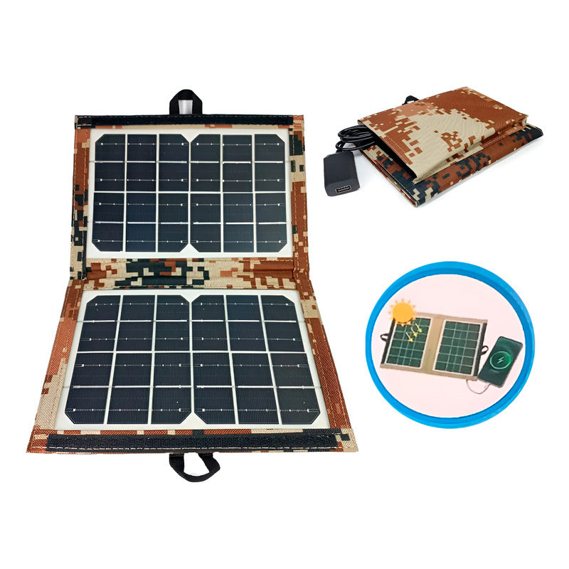 Cargador Portátil Plegable Solar 7w Con Enchufe Usb Patron Militar