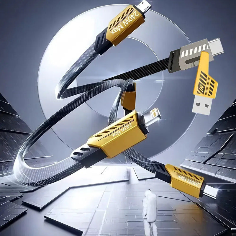 Cable De Carga Rápida 3 En 2 Usb + Usb C De 240 W Y 1,2 M Negro