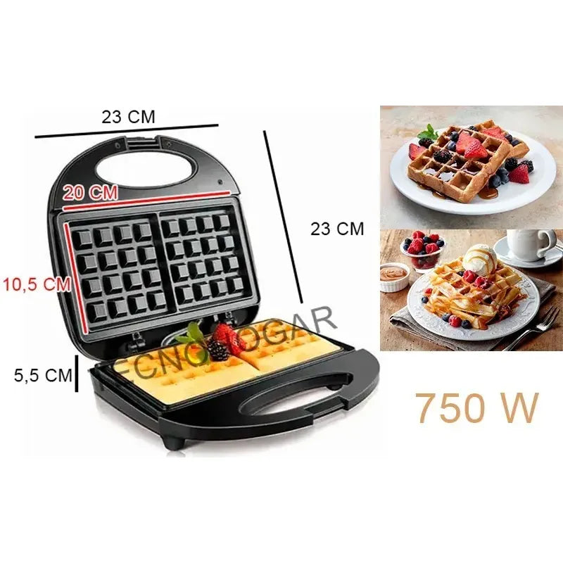 Maquina De Waffles En 5 Min Wafflera Doble Pequeña Negro
