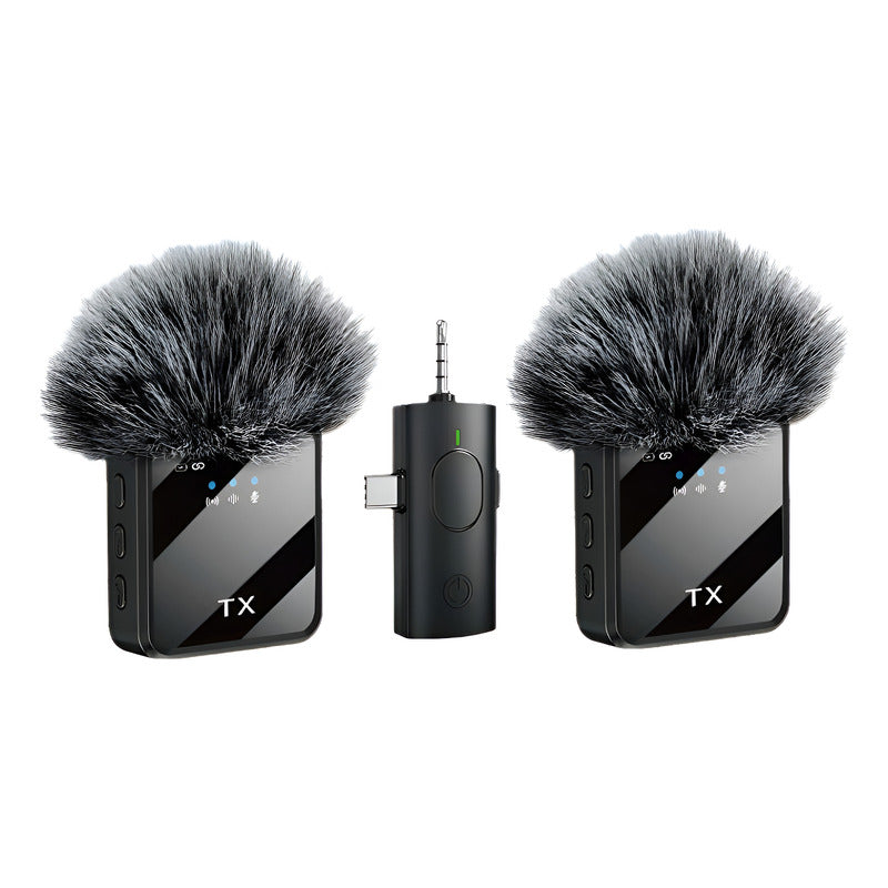 Pack 2 Microfonos Inalambrico Dual Para iPhone Y Android- Pe Negro