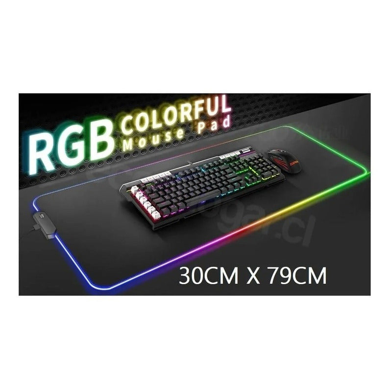 Mouse Pad Gamer Xl Rbg Varias Ritmos 80x30cm Anti Resbalante