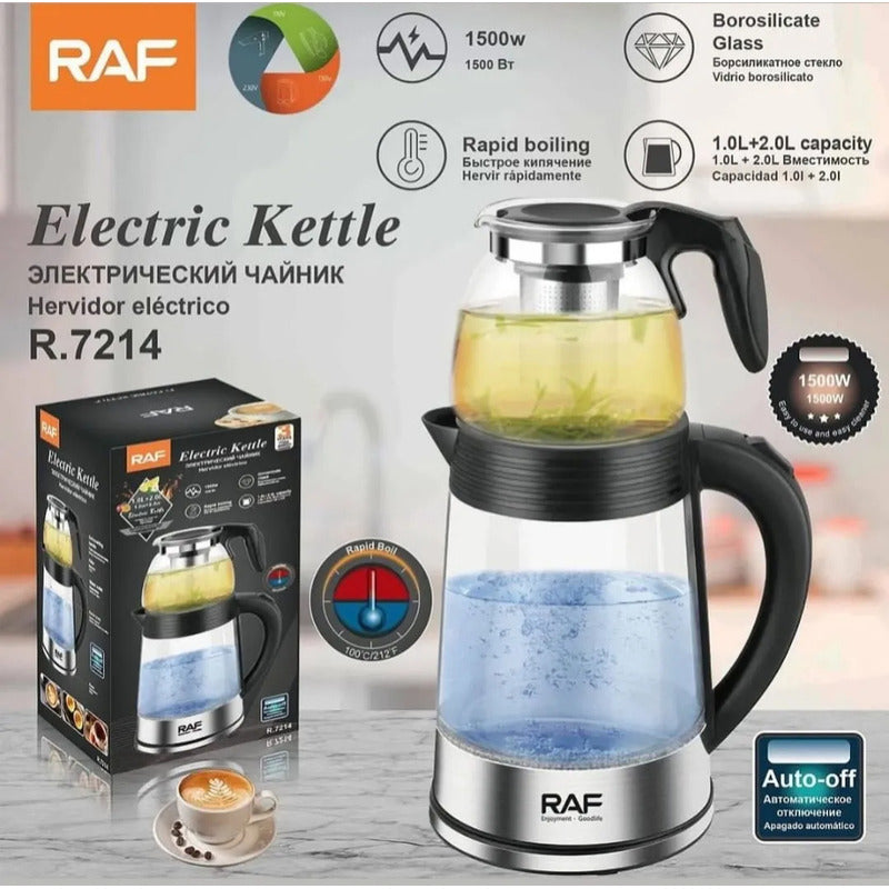 Hervidor Electrico 2l + Tetera Con Infusor 1l 1500w