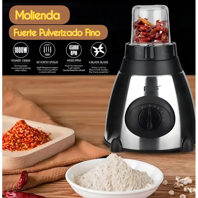 Licuadora Raf Juguera De Vidrio 1.5 Litros Acero Inoxidable Plateado