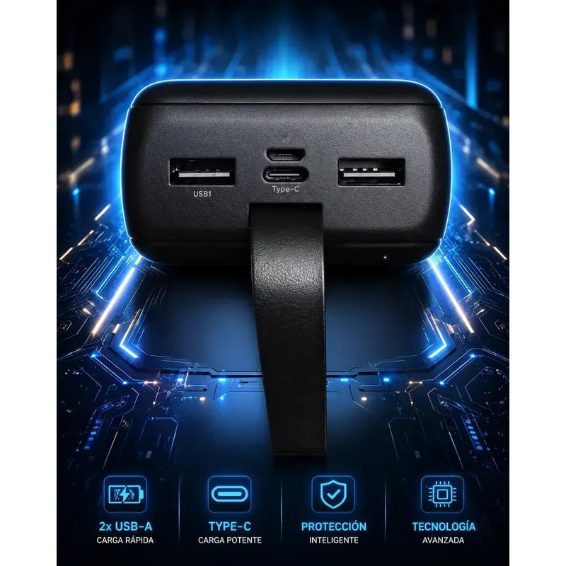 Banco De Energía Portátil Power Bank 30000mah Alta Capacidad Negro