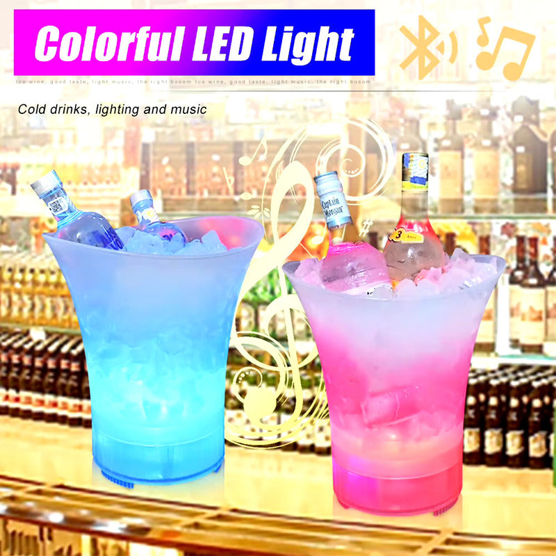 Pack X2 Hielera Con Parlante Luces Led Bluetooth Recargable Opaco Transparente