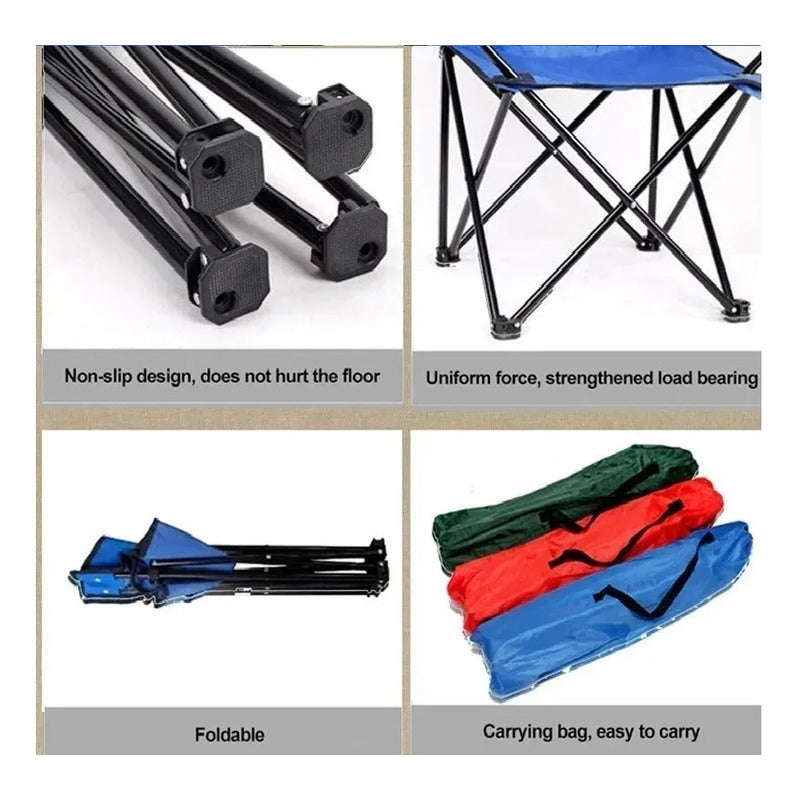Pack X2 Silla Plegable Con Bolso Y Portavasos Colores Variad