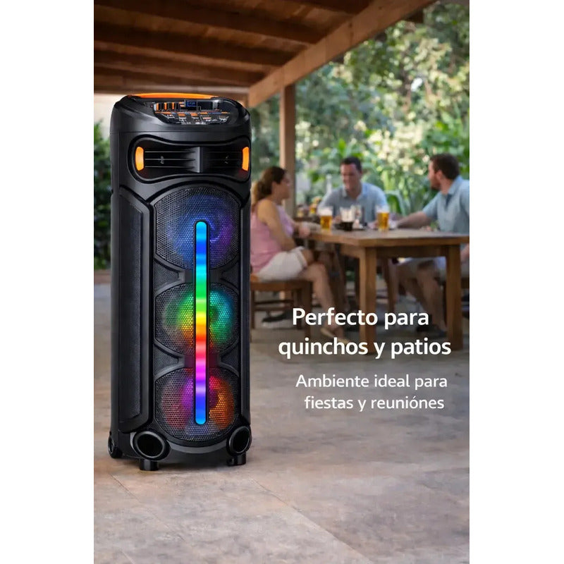 Parlante Bluetooth Portátil Tecnohogar Con Led Y Micrófono 90cm