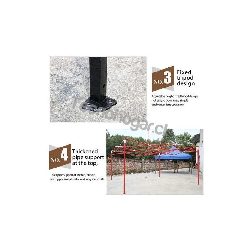 Toldo Metálico Inoxidable 3x3 Plegable  Lona, Resiste Lluvia