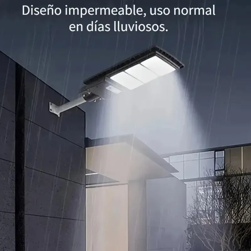 Foco Solar Recargable 300w Sensor Movimiento Y Control Gris Oscuro Blanco Frío