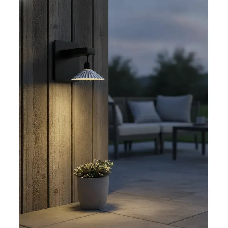 Aplique Solar Led De Pared Exterior Luz Decorativa Impermeable Ip65 Diseño Moderno Negro Para Jardín Terraza Patio Pasillo Entrada Energía Solar Encendido Automático Alta Durabilidad Tecnohogar