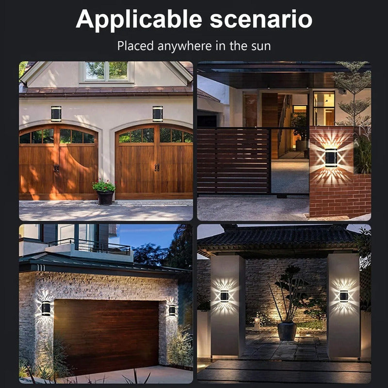 Aplique Solar Exterior Luz Jardin Grande Resiste Lluvia