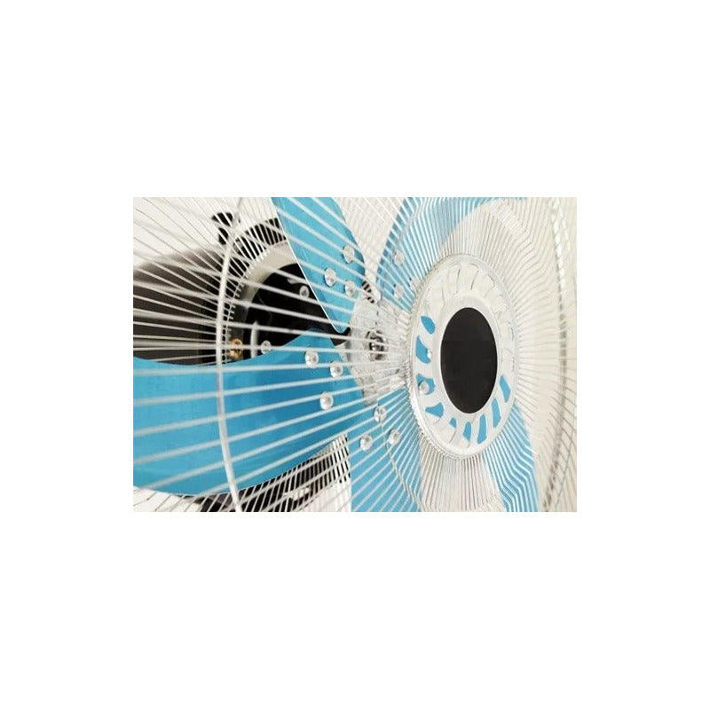 Ventiladores X4 De Pie Silencioso 150w Giro 360° Potente Negro Azul Plástico 5