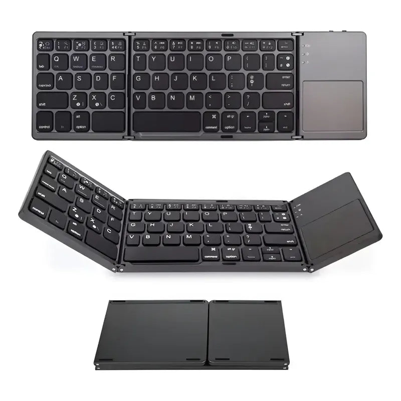 Mini Teclado Bluetooth Plegable Con Trackpad Recargable Gris Oscuro Español De Latinoamérica