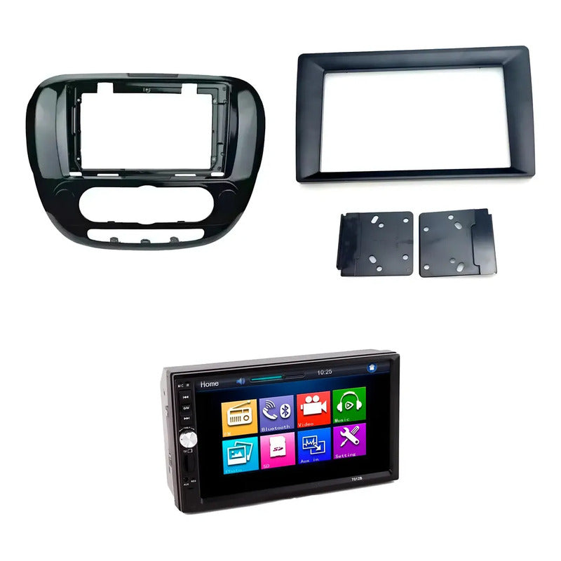 Kit Kia Soul: Bisel 9 Negro + Radio 2 Din Mirror Link + Adaptador 9 A 7 2 Din