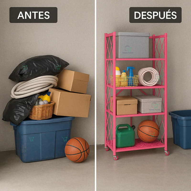 Repisa Estantería 5 Niveles Metalico Estanteplegable 50kg Ne Rosa