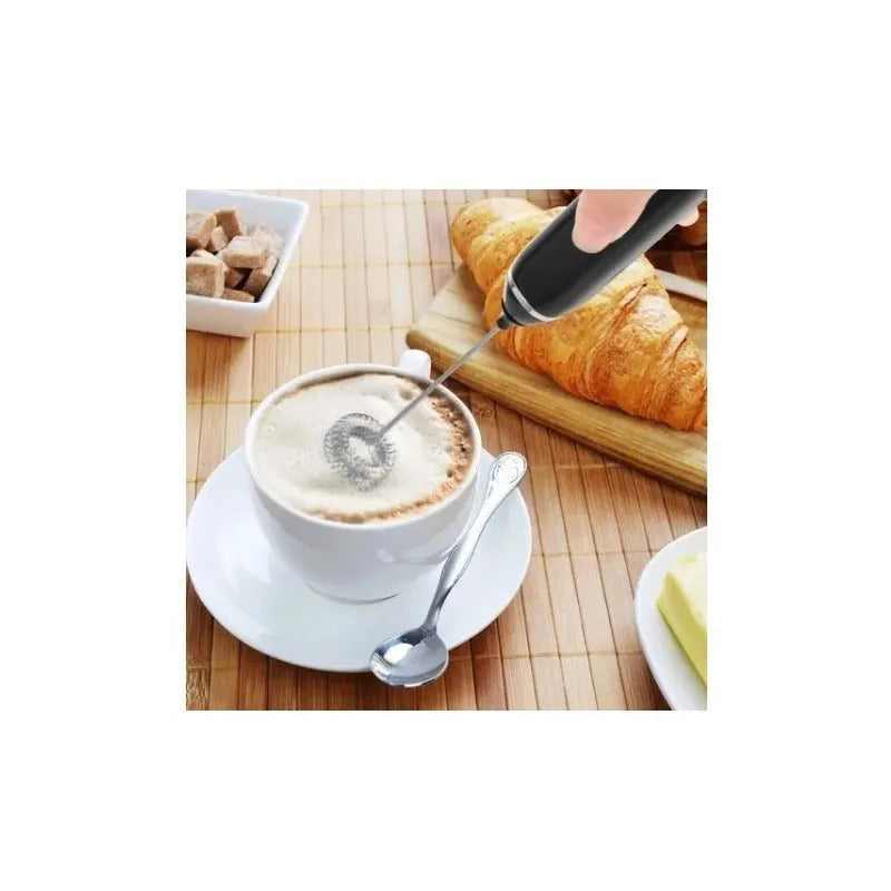 Batidor De Mano De Espuma Mini De Leche Eléctrico Espumador Recargable Negro
