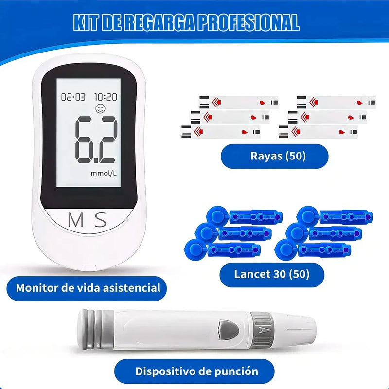 Glucómetro Digital Tecnohogar Con 50 Tiras Y Lancetas Para Medir Glucosa En Sangre Gris