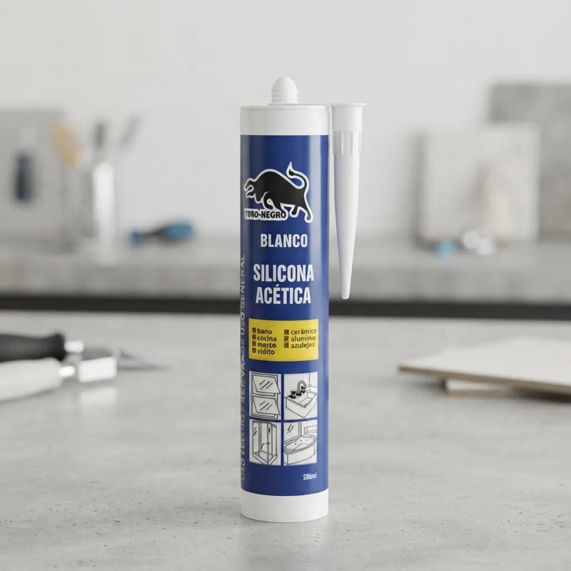 Kit Sellado: Pistola Calafatera Para Cartucho + Silicona Acética Blanca Sellante