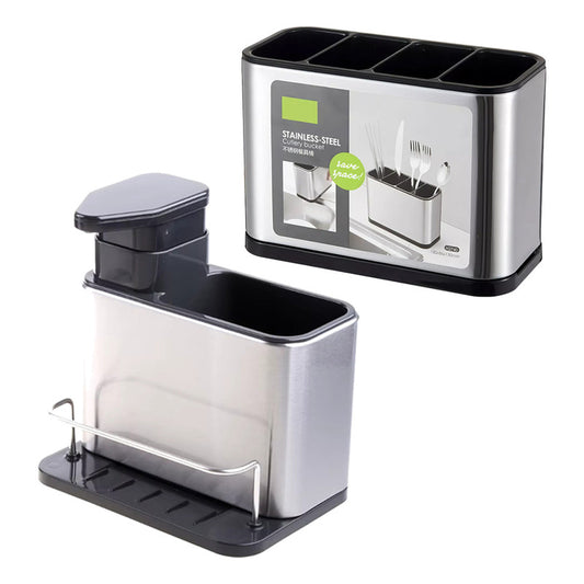 Set 2 En 1 Escurridor De Cubiertos Y Dispensador Lavalosas