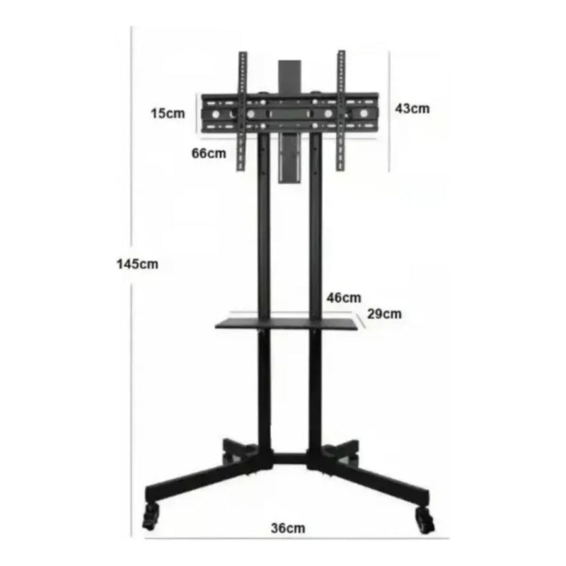 Soporte Tv 32  A 70  Pedestal Soporte Stand Movil Con Ruedas Negro